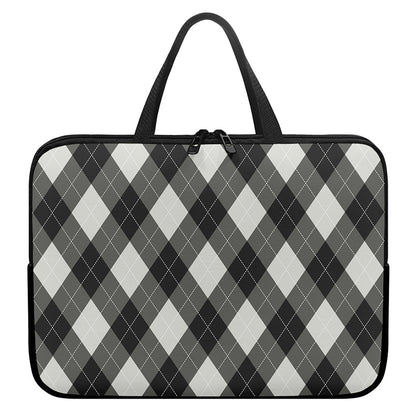 Shadow Grey Argyle Pattern Print Laptop Sleeve With Handle
