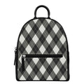 Shadow Grey Argyle Pattern Print Leather Backpack