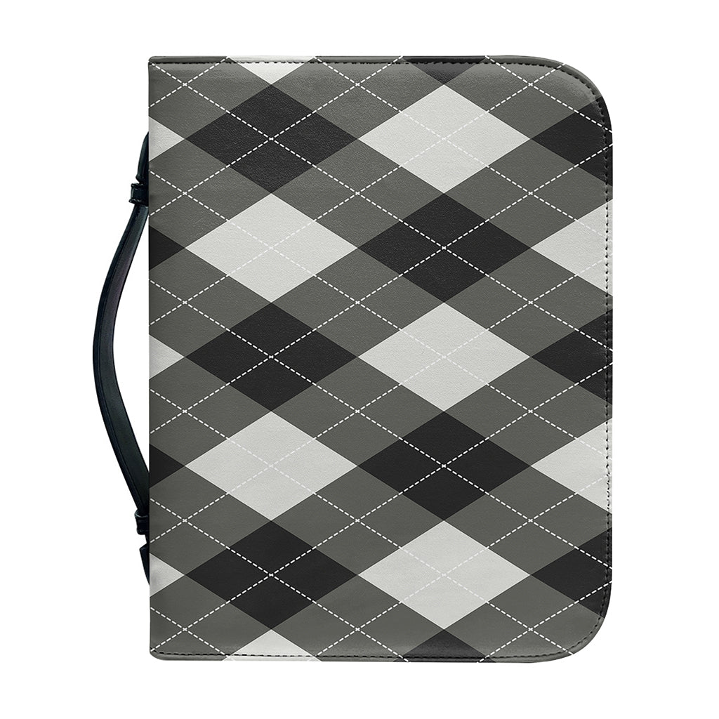 Shadow Grey Argyle Pattern Print Leather Bible Cover