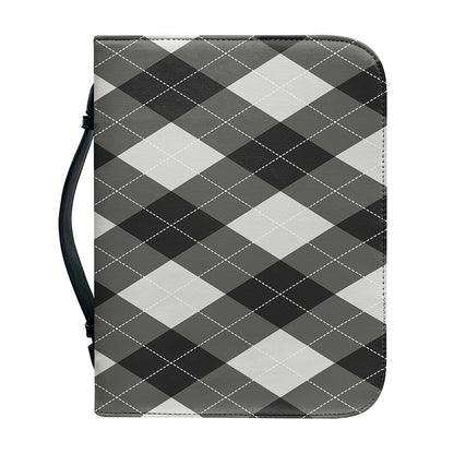 Shadow Grey Argyle Pattern Print Leather Bible Cover