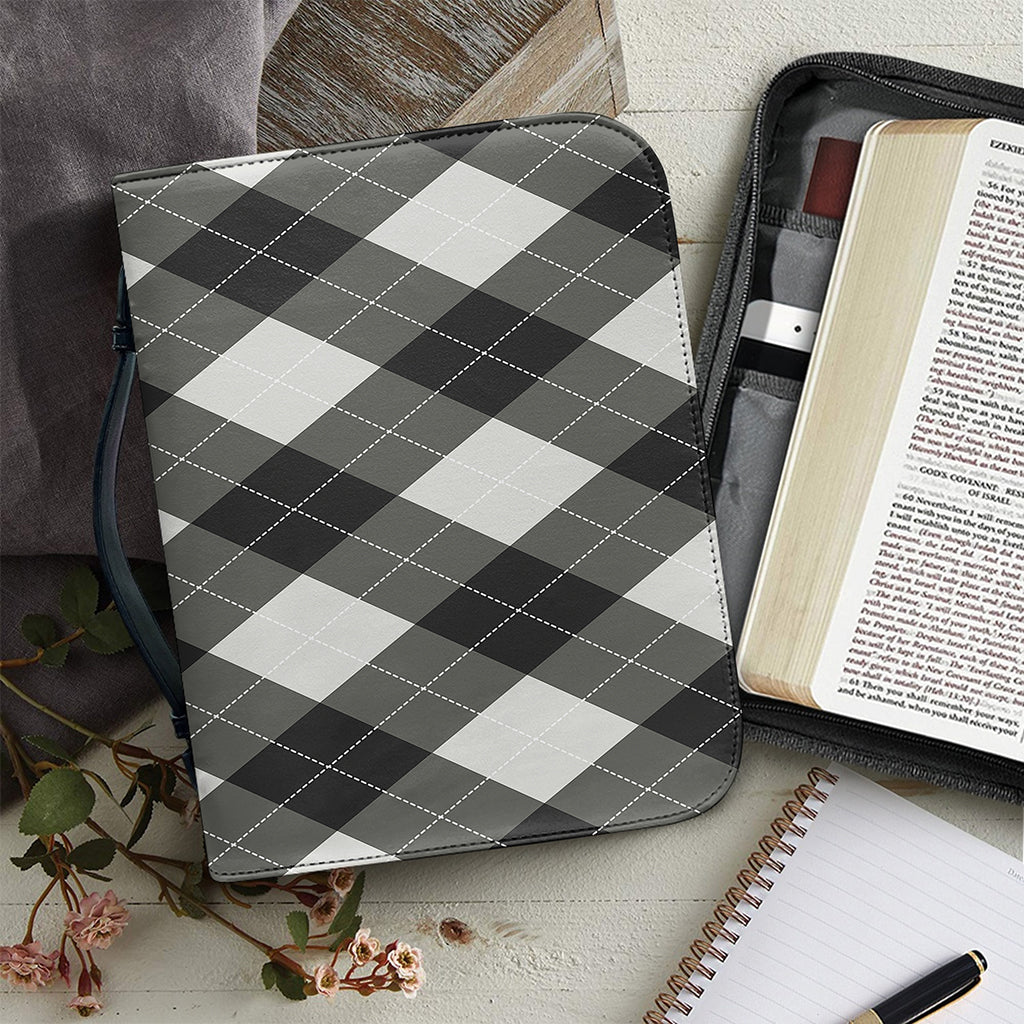 Shadow Grey Argyle Pattern Print Leather Bible Cover