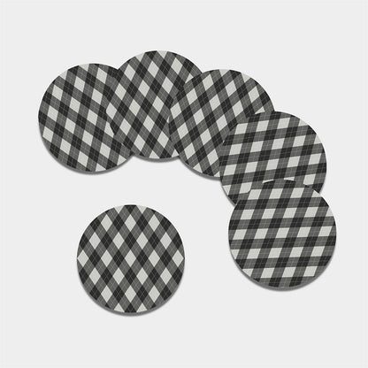 Shadow Grey Argyle Pattern Print Leather Coaster Set