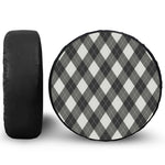 Shadow Grey Argyle Pattern Print Leather Spare Tire Cover