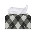 Shadow Grey Argyle Pattern Print Leather Tissue Box Cover