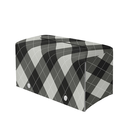 Shadow Grey Argyle Pattern Print Leather Tissue Box Cover