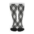 Shadow Grey Argyle Pattern Print Long Socks