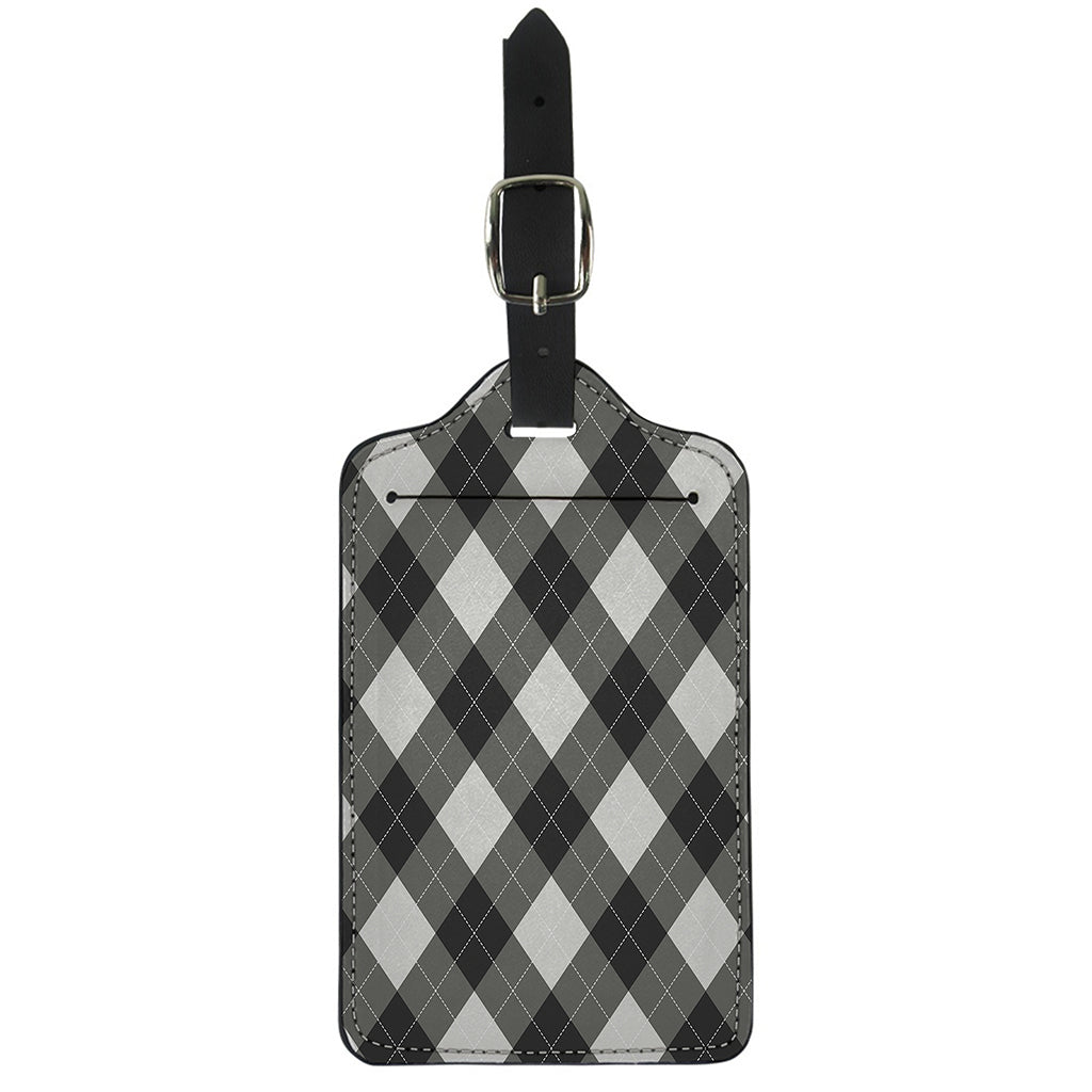 Shadow Grey Argyle Pattern Print Luggage Tag