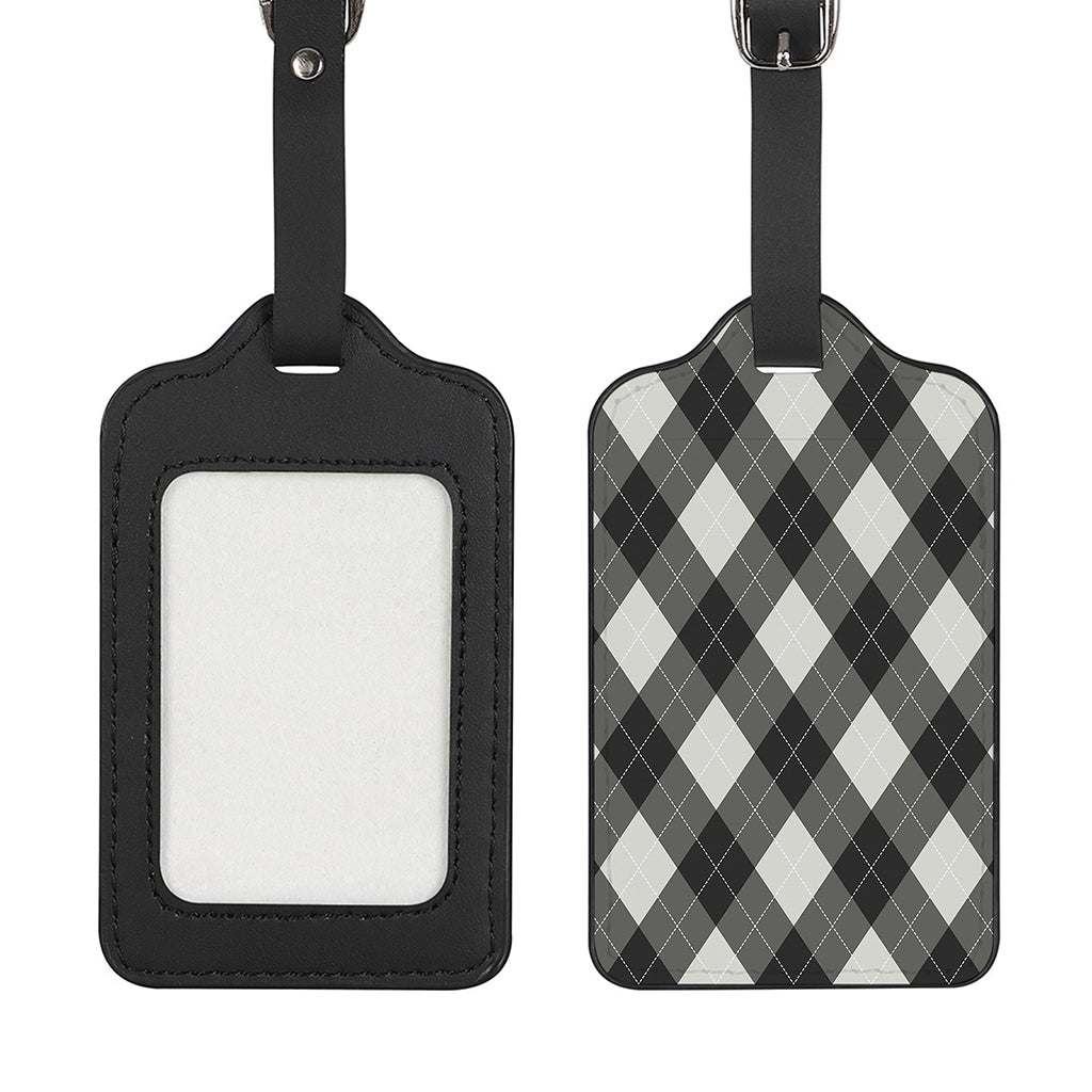 Shadow Grey Argyle Pattern Print Luggage Tag