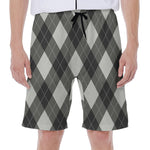 Shadow Grey Argyle Pattern Print Men's Beach Shorts