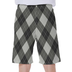 Shadow Grey Argyle Pattern Print Men's Beach Shorts