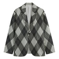 Shadow Grey Argyle Pattern Print Men's Blazer