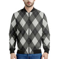 Shadow Grey Argyle Pattern Print Men's Bomber Jacket