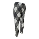 Shadow Grey Argyle Pattern Print Men's Compression Pants