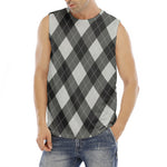 Shadow Grey Argyle Pattern Print Men's Fitness Tank Top