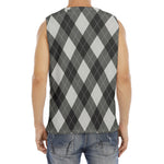 Shadow Grey Argyle Pattern Print Men's Fitness Tank Top