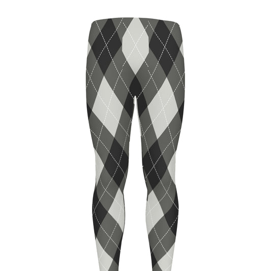 Shadow Grey Argyle Pattern Print Men's leggings