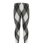 Shadow Grey Argyle Pattern Print Men's leggings