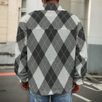 Shadow Grey Argyle Pattern Print Men's Shirt Jacket