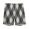 Shadow Grey Argyle Pattern Print Men's Athletic Shorts