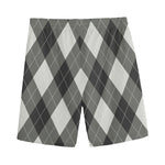Shadow Grey Argyle Pattern Print Men's Sports Shorts