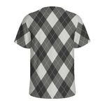 Shadow Grey Argyle Pattern Print Men's Sports T-Shirt
