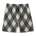 Shadow Grey Argyle Pattern Print Men's Swim Trunks