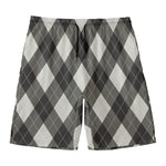Shadow Grey Argyle Pattern Print Men's Swim Trunks