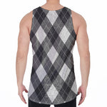 Shadow Grey Argyle Pattern Print Men's Velvet Tank Top