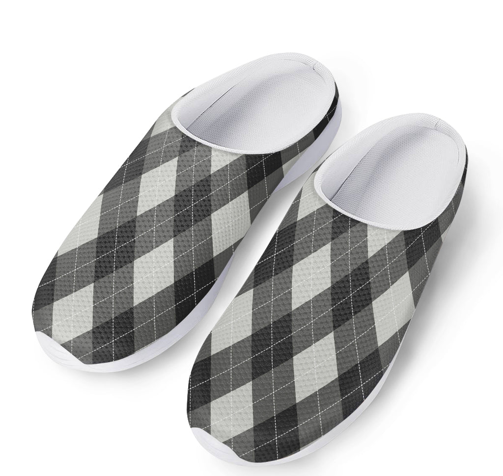 Shadow Grey Argyle Pattern Print Mesh Casual Shoes