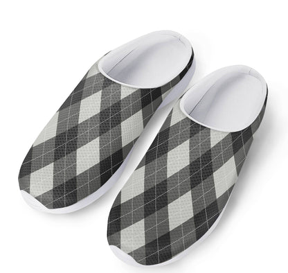 Shadow Grey Argyle Pattern Print Mesh Casual Shoes