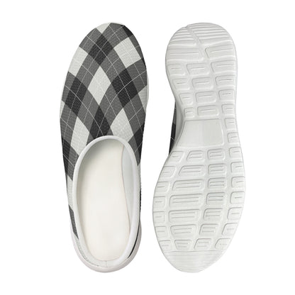 Shadow Grey Argyle Pattern Print Mesh Casual Shoes