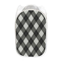 Shadow Grey Argyle Pattern Print Mesh Laundry Hamper
