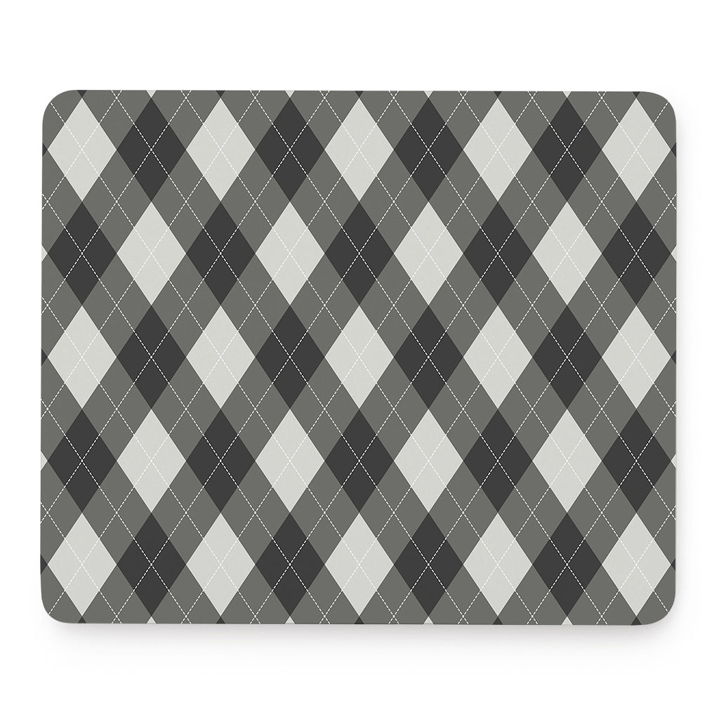 Shadow Grey Argyle Pattern Print Mouse Pad