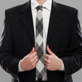 Shadow Grey Argyle Pattern Print Necktie
