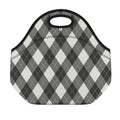 Shadow Grey Argyle Pattern Print Neoprene Lunch Bag
