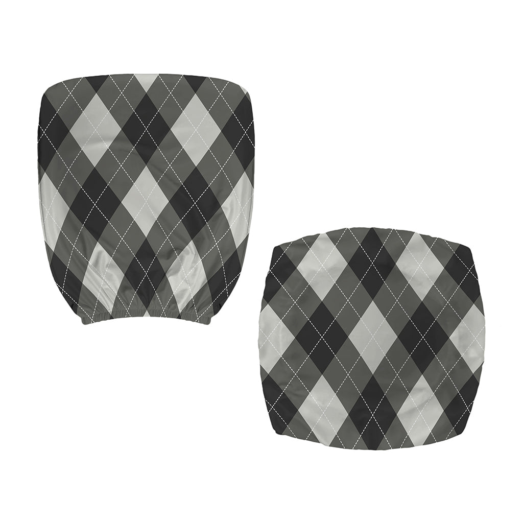 Shadow Grey Argyle Pattern Print Office Chair Cover