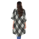Shadow Grey Argyle Pattern Print Open Front Beach Cover Up