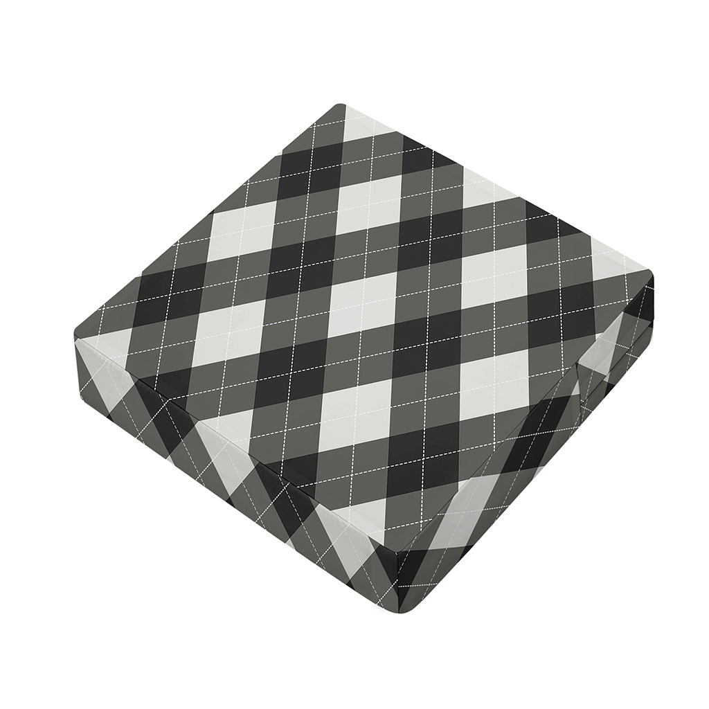 Shadow Grey Argyle Pattern Print Outdoor Seat Cushion Cover