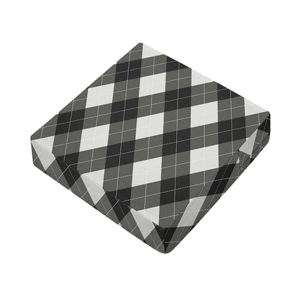 Shadow Grey Argyle Pattern Print Outdoor Seat Cushion Cover