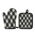 Shadow Grey Argyle Pattern Print Oven Mitt And Pot Holder Set