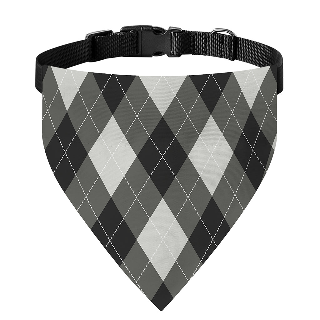 Shadow Grey Argyle Pattern Print Over The Collar Dog Bandana
