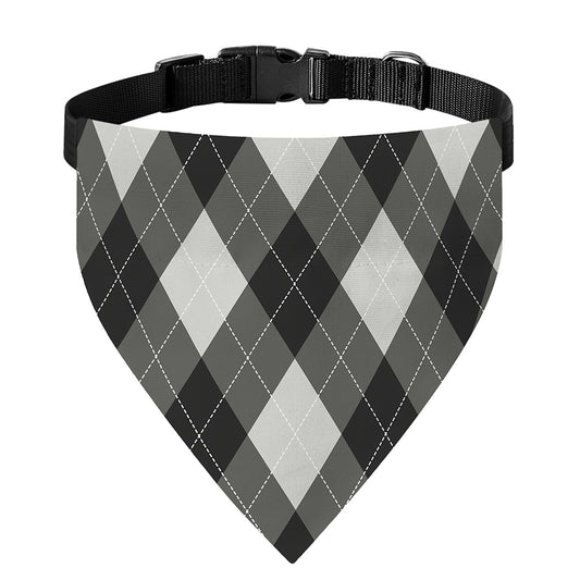 Shadow Grey Argyle Pattern Print Over The Collar Dog Bandana