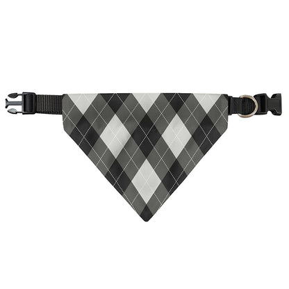 Shadow Grey Argyle Pattern Print Over The Collar Dog Bandana