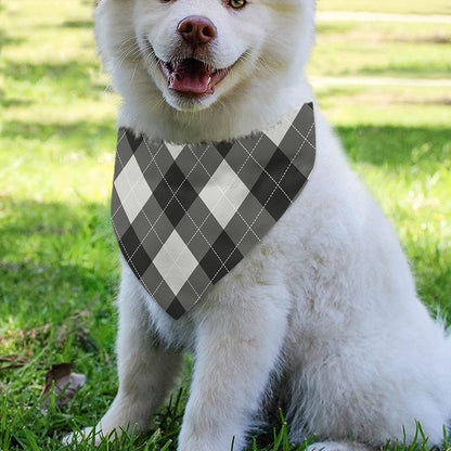 Shadow Grey Argyle Pattern Print Over The Collar Dog Bandana