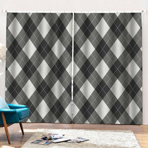 Shadow Grey Argyle Pattern Print Pencil Pleat Curtains