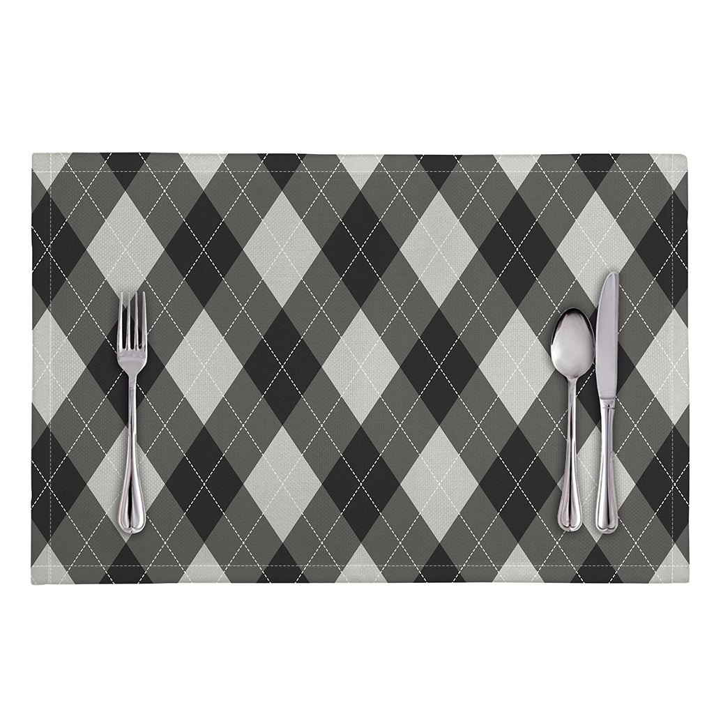 Shadow Grey Argyle Pattern Print Placemat