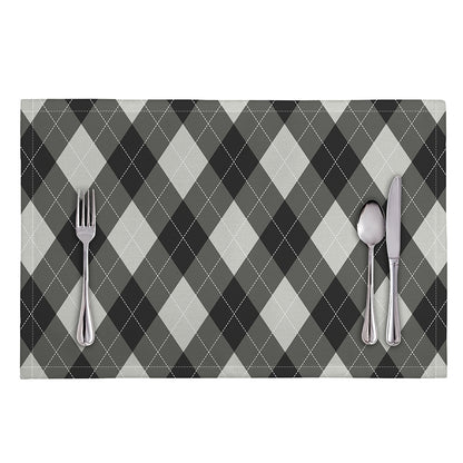 Shadow Grey Argyle Pattern Print Placemat