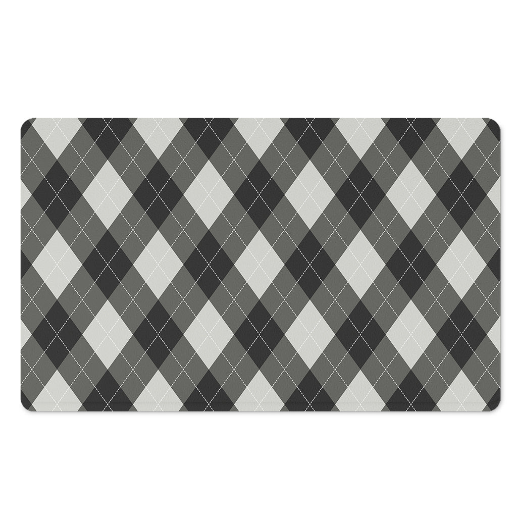 Shadow Grey Argyle Pattern Print Polyester Doormat