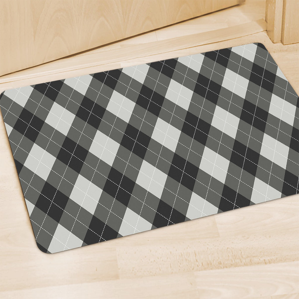 Shadow Grey Argyle Pattern Print Polyester Doormat