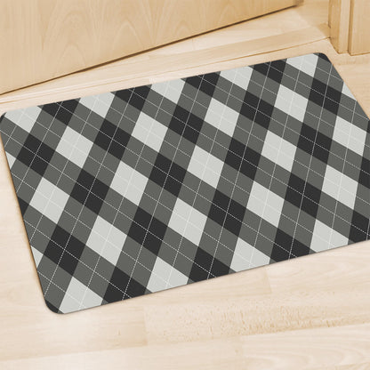 Shadow Grey Argyle Pattern Print Polyester Doormat